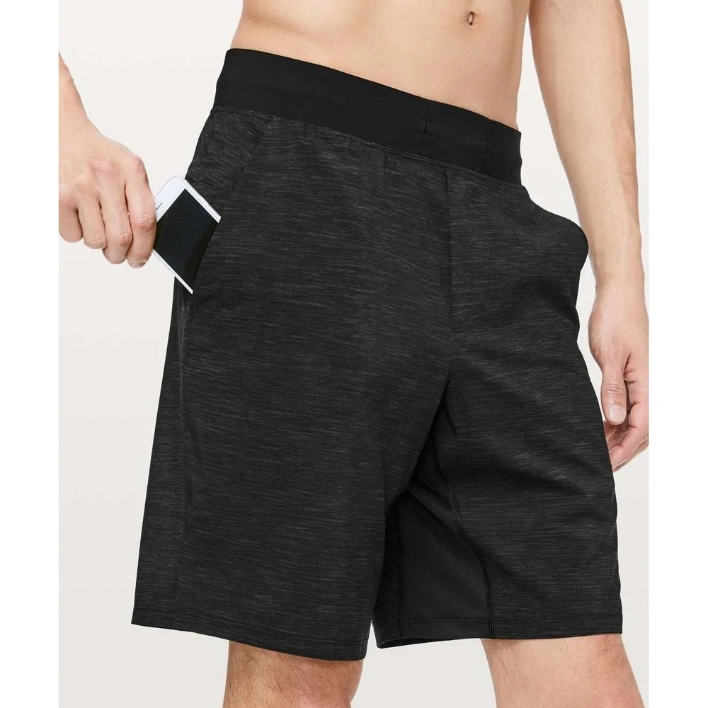 Lululemon T.H.E. Shorts Men's Large Heather Allover Deep Coal Black 9